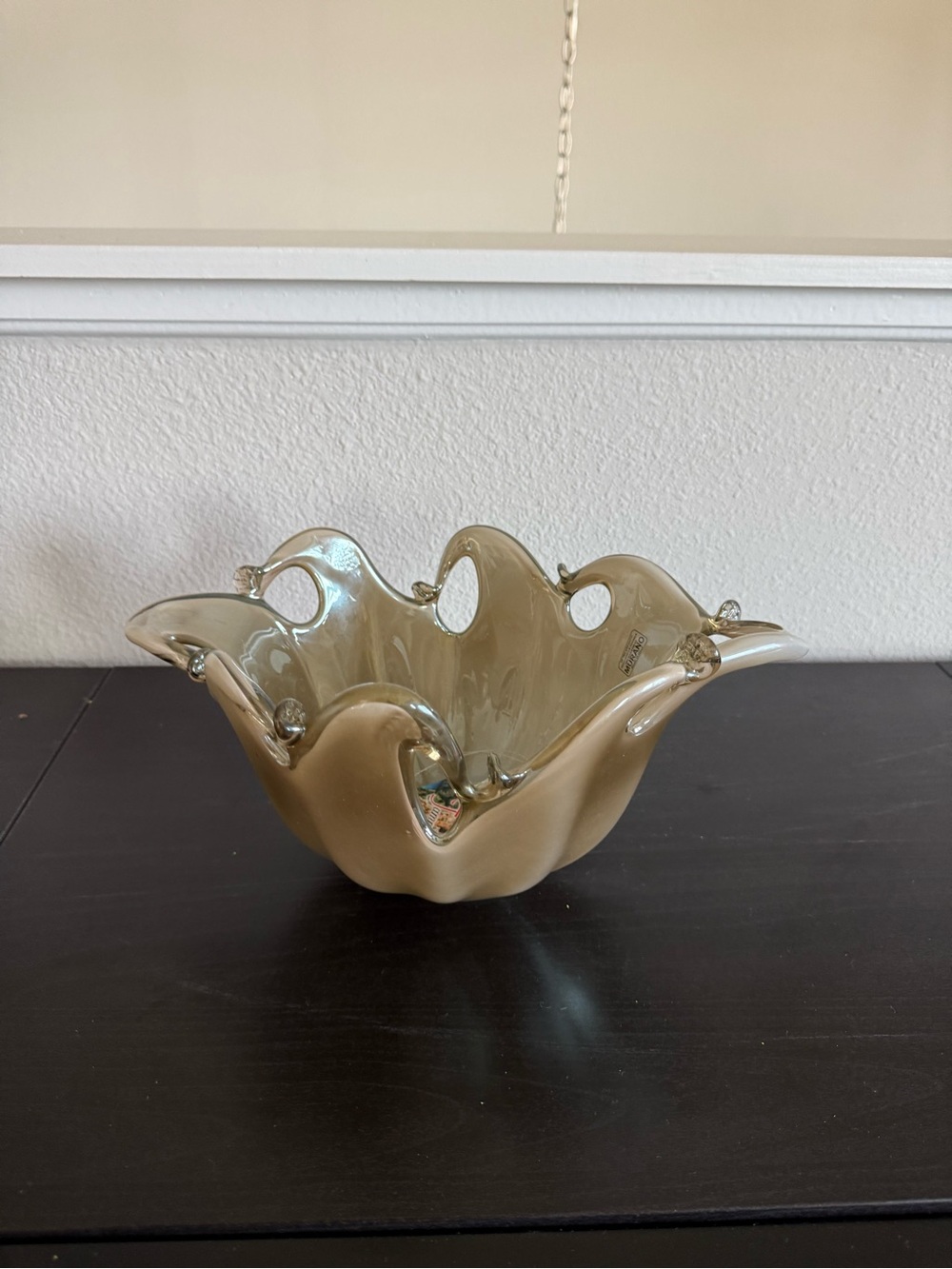 murano italy new Decorative Handblown Glass Bowl in Champagne